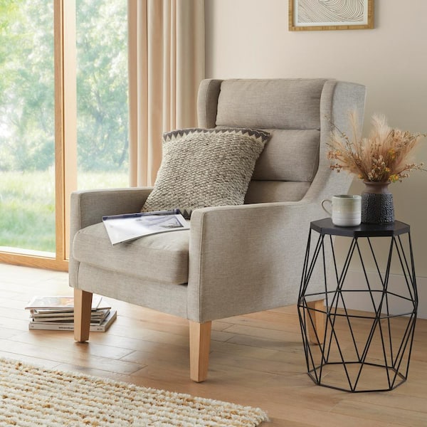 StyleWell Mettler Hexagonal Charcoal Black Metal Accent Table with Geometric Base (16 in. W x 20 in. H)