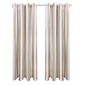 Seascapes Stripe Light Filtering Grommet Indoor/Outdoor Curtain Panel Pair, 50" x 84" each in Linen