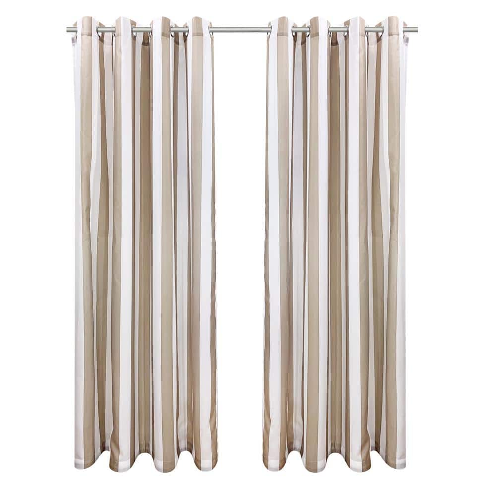 Seascapes Stripe Light Filtering Grommet Indoor/Outdoor Curtain Panel Pair