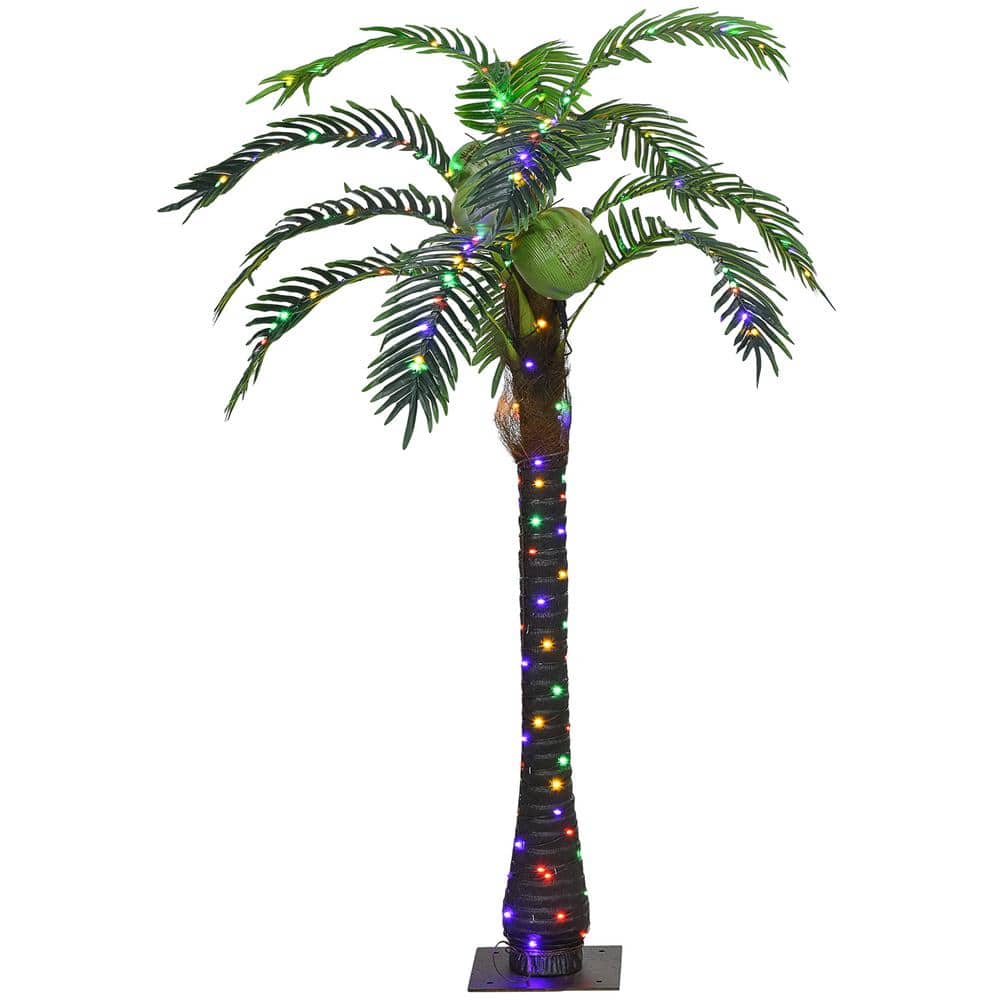5 ft. Artificial Color Changing Light Tropical Palm Tree with 3 Coconuts, 2