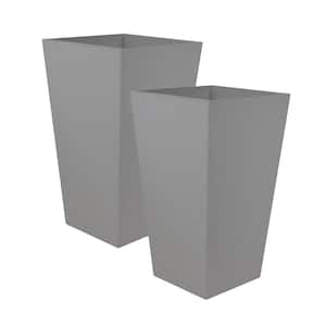 Finley 20 in. Square Plastic Planter, Heather Gray (2-Pack)