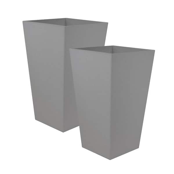 Bloem Finley 20 in. Square Plastic Planter, Heather Gray (2-Pack)