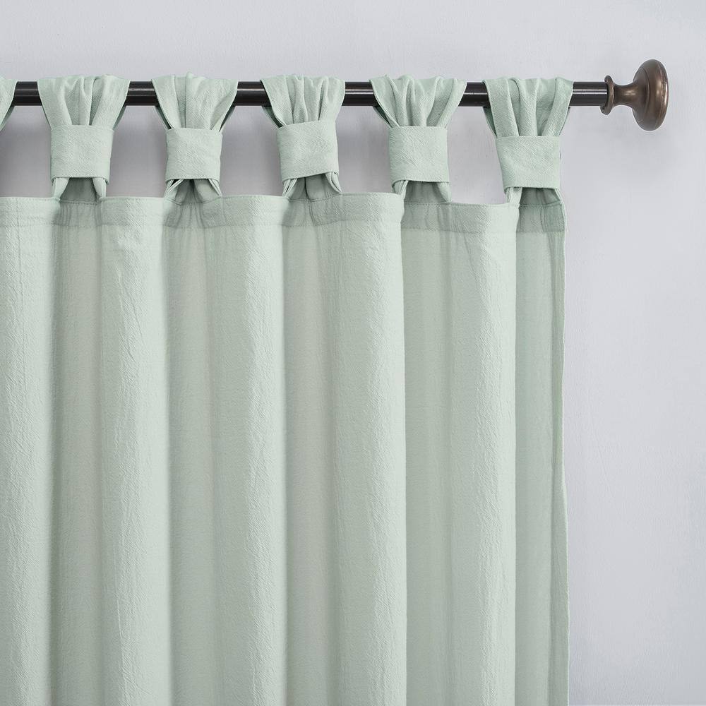 Seafoam Cotton Light-Filtering Twist Tab Puddle Length Drapes