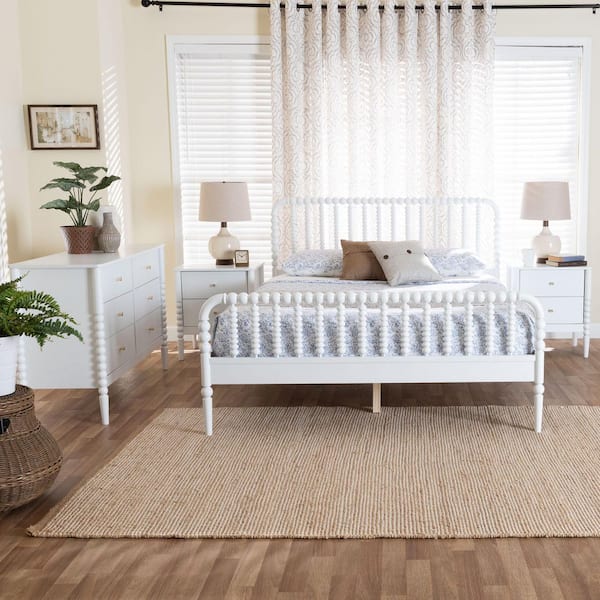 Lucera 4-Piece White Wood Full Bedroom Set