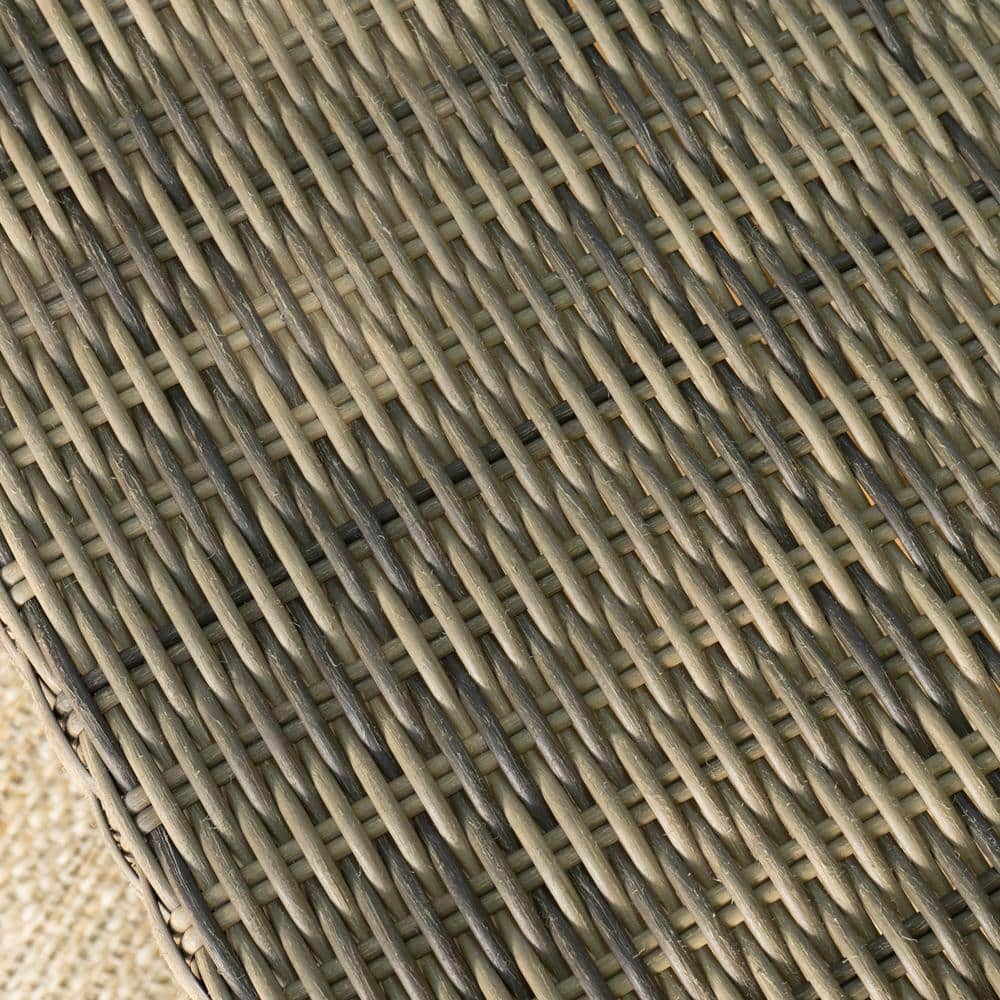 Natural Stained Gray Acacia Wood and Wicker Armchair Set