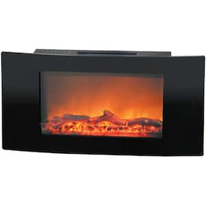Fireside 35 in. Wall-Mount Electric Fireplace with Black Curved Panel and Realistic Log Display