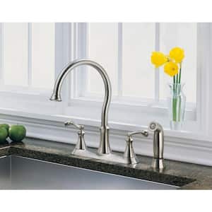 Vessona 2-Handle Standard Kitchen Faucet with Side Sprayer in Stainless