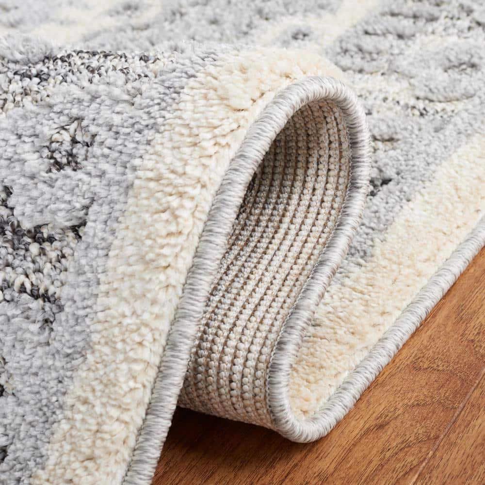 Gray Geometric Tufted Washable Shag Rug 5'1" x 7'6"