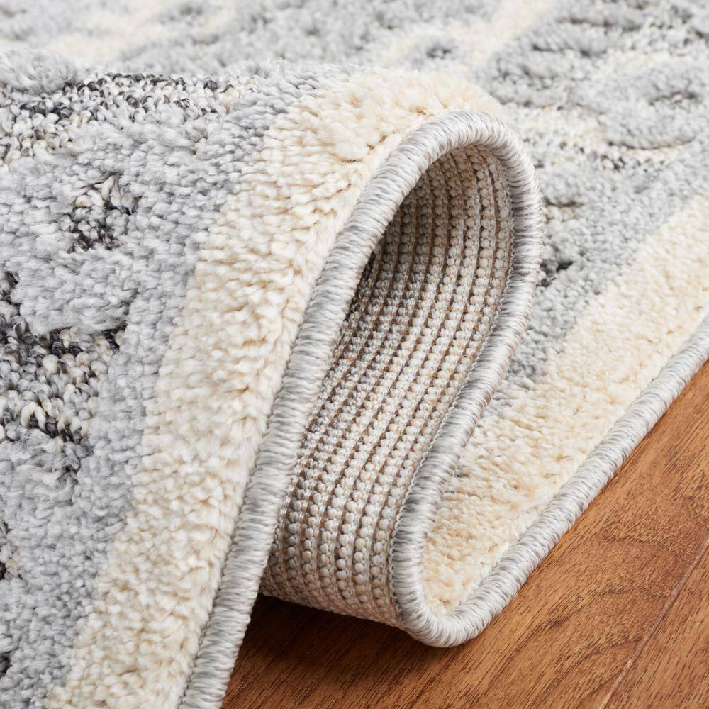 Gray and Ivory Handmade Tufted Shag Rug, 8' x 10'