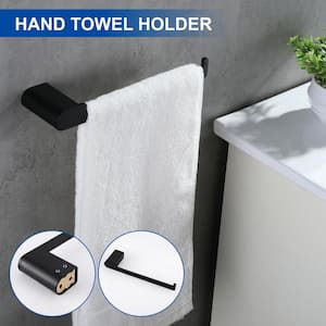 4-Piece Bath Hardware Set with Towel Hook, Towel Bar, Toilet Paper Holder and Hand Towel Holder in Matte Black