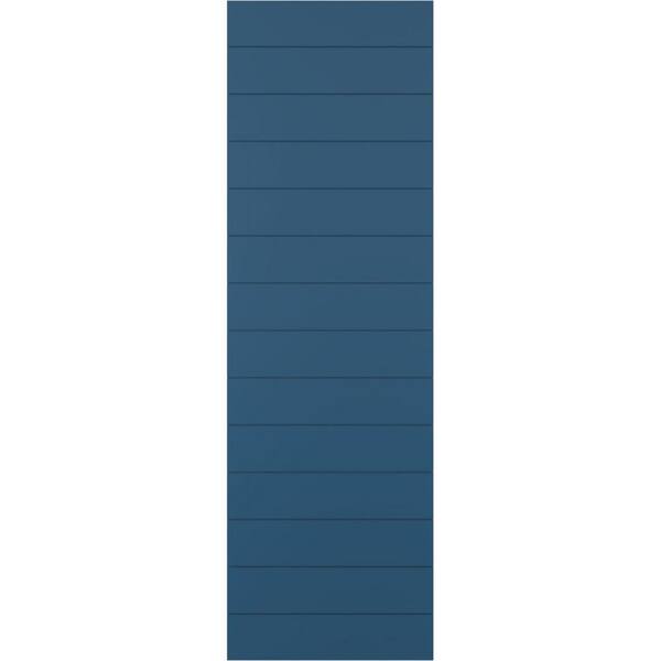 Ekena Millwork 18 in. x 26 in. True Fit PVC Horizontal Slat Modern Style Fixed Mount Board and Batten Shutters Pair in Sojourn Blue