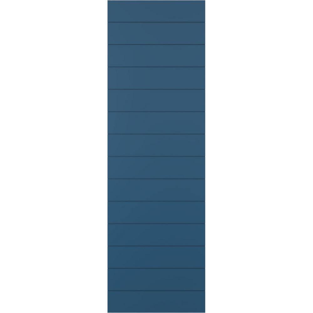 18 in. x 43 in. True Fit PVC Horizontal Slat Modern Style Fixed Mount Board and Batten Shutters Pair in Sojourn Blue price history on PriceWatchPro