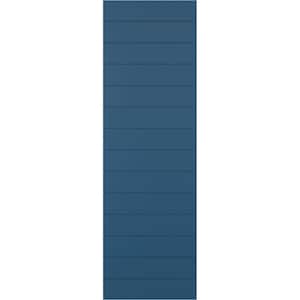 18'' x 59'' True Fit PVC Horizontal Slat Modern Style Fixed Mount Board and Batten Shutters, Sojourn Blue (Per Pair)