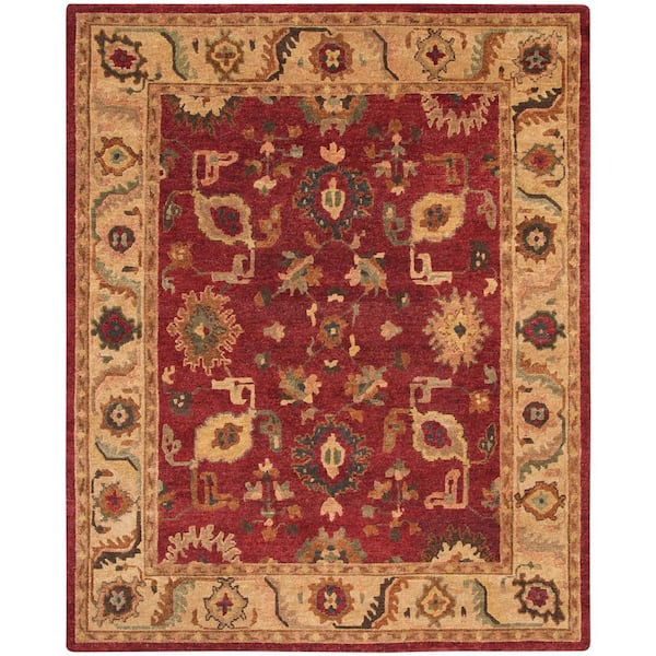 Nourison Tahoe Red 8 ft. x 10 ft. Bordered Traditional Area Rug