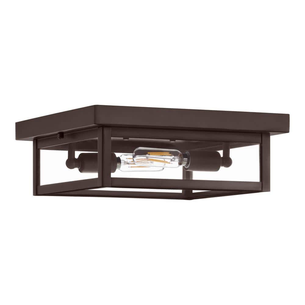 Porter Hills 2-Light Dark Olde Bronze Outdoor Ceiling Light Flush Mount Light with Clear Glass, No Bulbs Included price history on PriceWatchPro