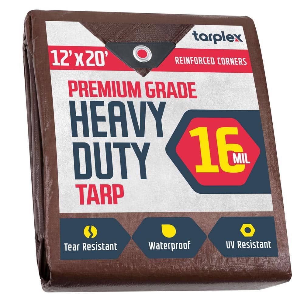 Tarplex 12 ft. x 20 ft. Super Heavy-Duty Brown 16 mil Poly Tarp, Waterproof