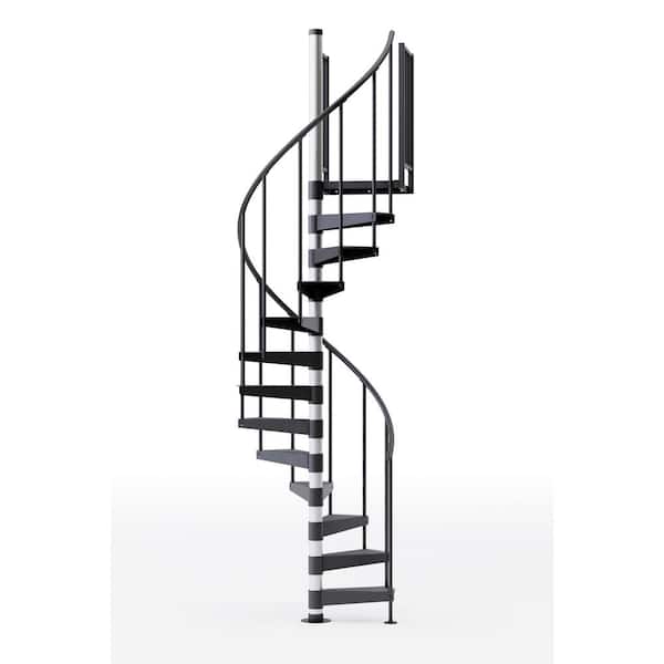 Mylen STAIRS Reroute Prime Interior 42in Diameter, Fits Height 127.5in - 142.5in, 2 42in Tall Platform Rails Spiral Staircase Kit