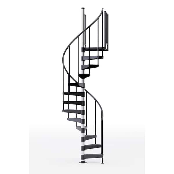 Mylen STAIRS Reroute Prime Interior 42in Diameter, Fits Height 102in - 114in, 2 36in Tall Platform Rails Spiral Staircase Kit