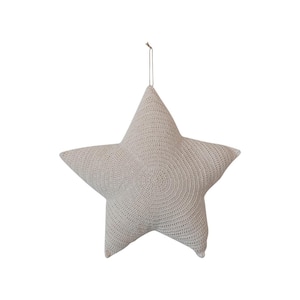 Cream Cotton Filler 14 in. x 14 in. Hand-Woven Cotton Crocheted Star Shaped Throw Pillow