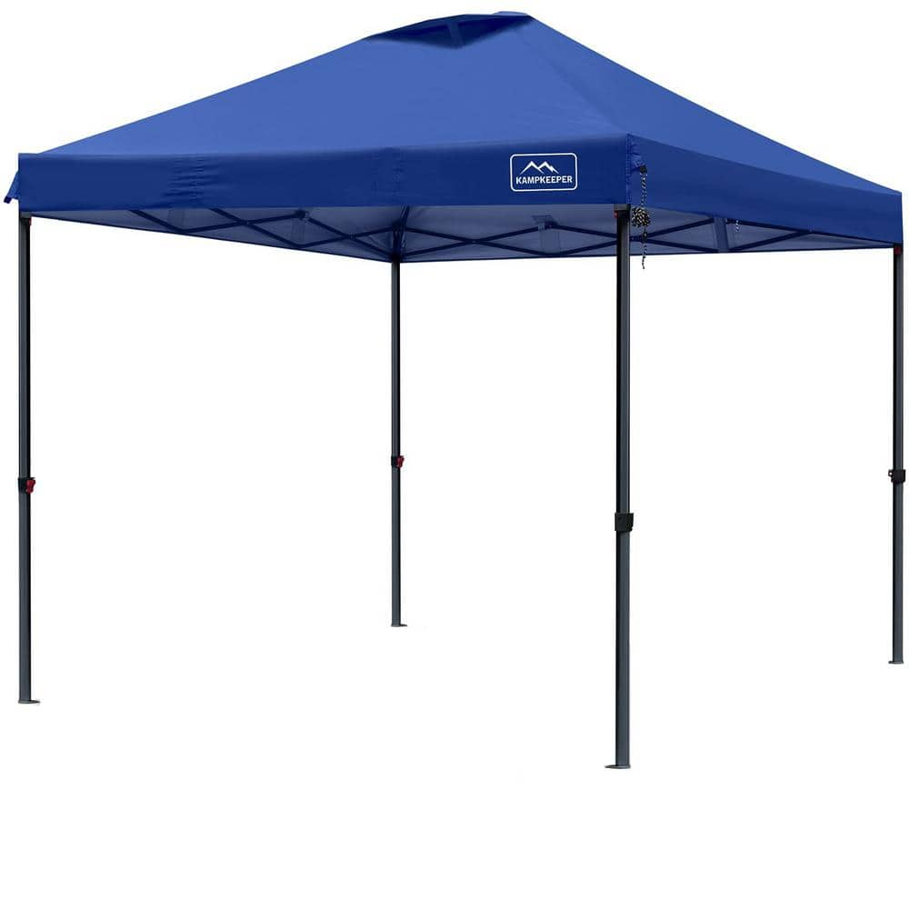 10 ft. x 10 ft. Dark Blue Pop-up-Canopy-Tent, 3-Adjustable Height with Wheeled Carrying Bag, 4-Ropes and 4-Stakes -  Sudzendf, 3445G8-NB