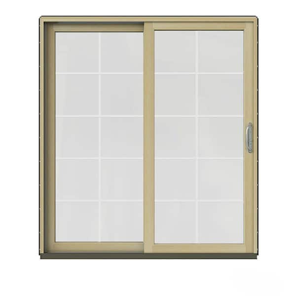 JELD-WEN 72 in. x 80 in. W-2500 Contemporary Bronze Clad Wood Left-Hand 10 Lite Sliding Patio Door w/Unfinished Interior