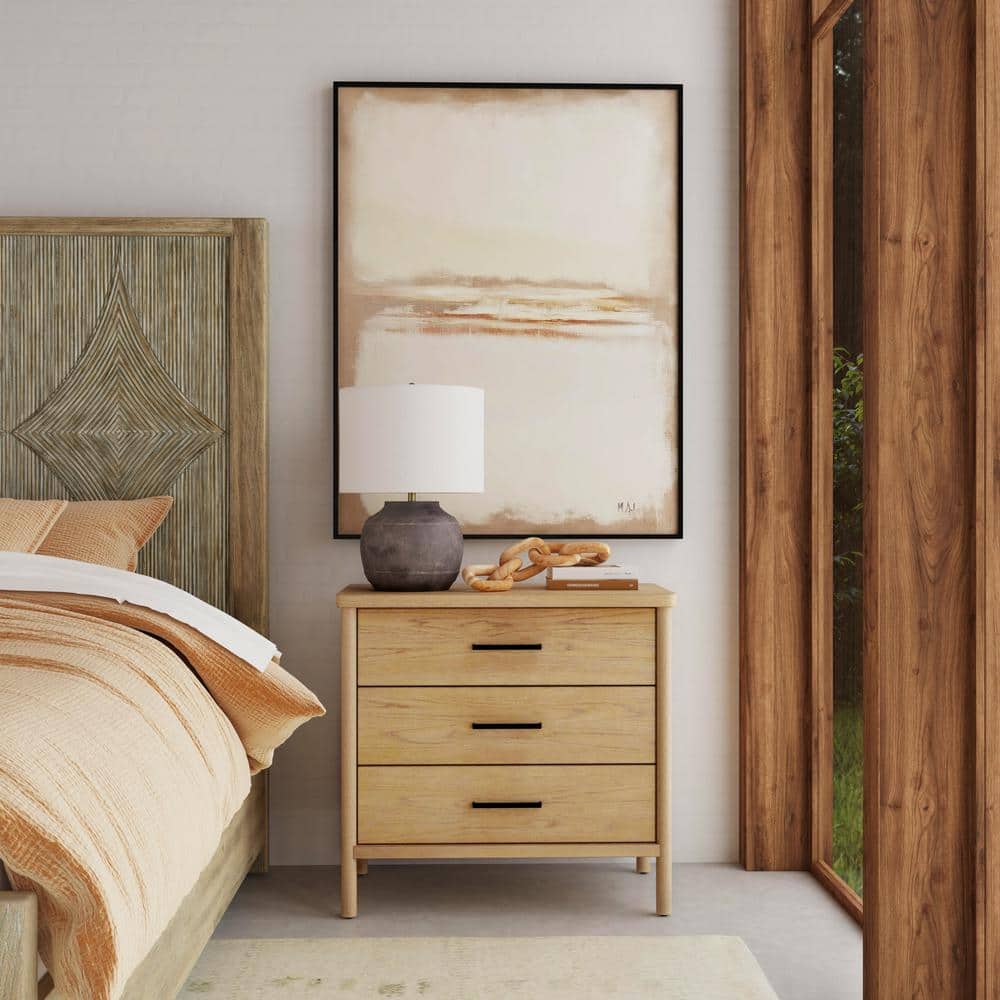 Lennon Light Brown Mahogany 3-Drawer Mid-Century Dresser