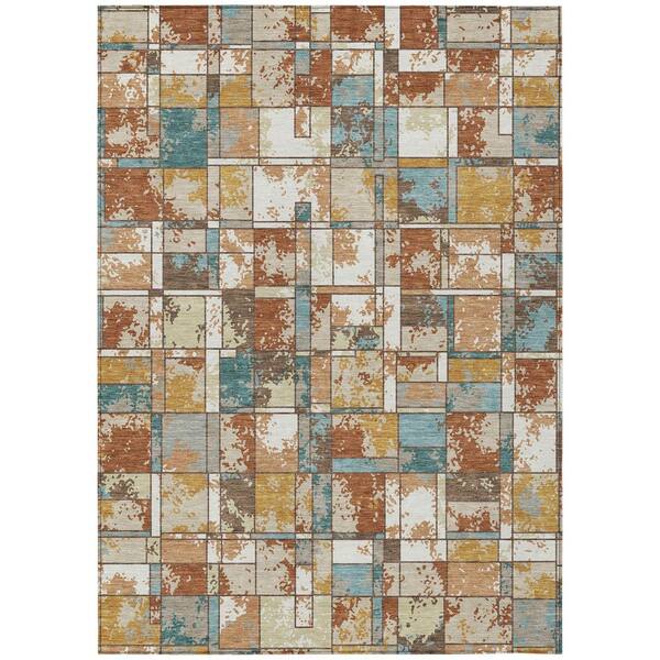 Chantille Machine Washable Indoor/Outdoor Abstract ACN2442 Paprika 10 ft. x 14 ft. Area Rug