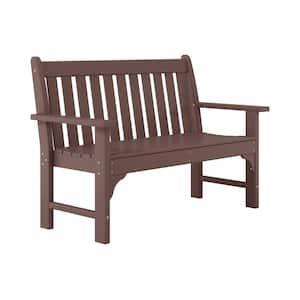 Laguna Outdoor Patio Weather Resistant Poly Plastic 51 in. 2-Person Front Porch Garden Bench in Dark Brown