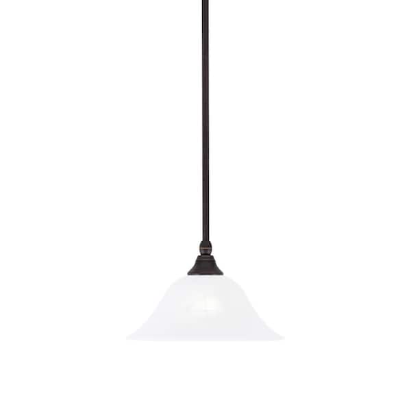 Unbranded Sparta 100-Watt 1-Light Dark Granite Shaded Pendant Mini Pendant Light with White Swirl Glass, No Bulb Included