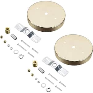 4-3/4 in. Dia and 7/16 in. Center Hole Brass Finish Chandelier Fixture Canopy Kit (2-Pack)