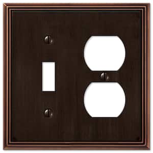 Rhodes 2 Gang 1-Toggle and 1-Duplex Metal Wall Plate - Aged Bronze