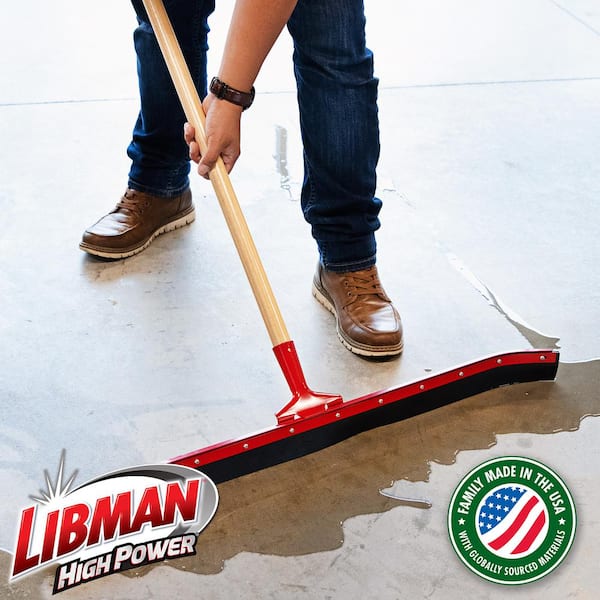 36 in. Curved Rubber Floor Squeegee with 60 in. Wood Handle (4-Pack)