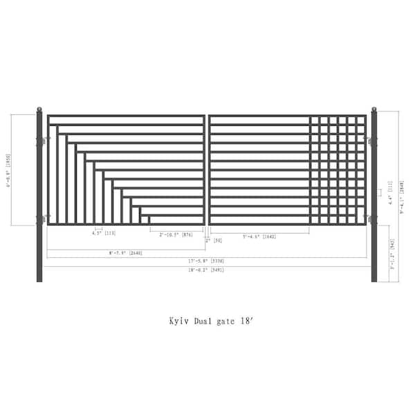 ALEKO 18 ft. x 6 ft. Kyiv Black Metal Steel Dual Swinging Driveway Fence Gate