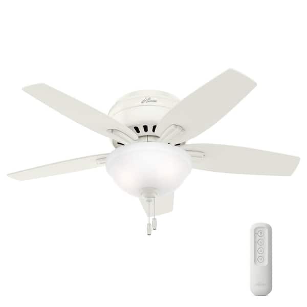 Hunter Newsome 42 In Indoor Low, Low Profile White Ceiling Fan With Remote