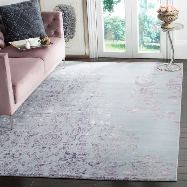 Tibetan 9 ft. x 12 ft. Beige/Purple Ornate Distressed Area Rug