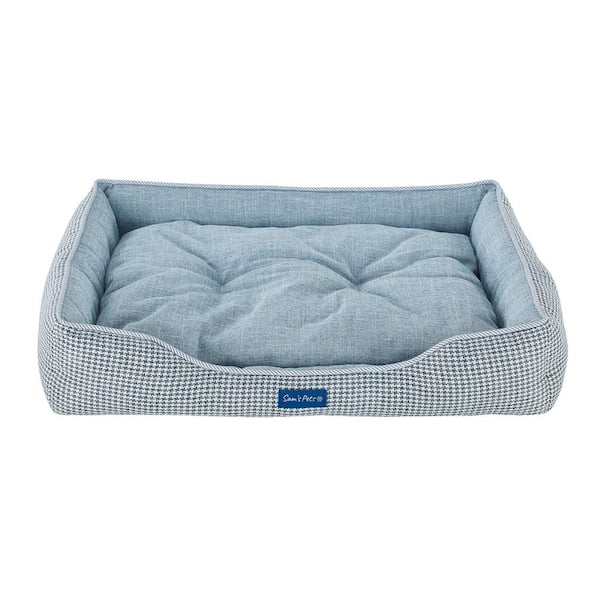 Sam's Pets Arlo Medium Blue Plaid Dog Bed