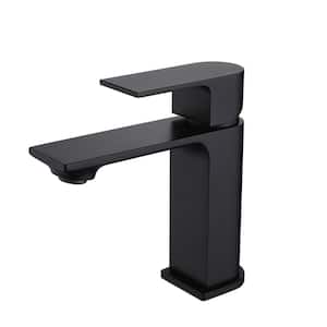 Brass SingleHandle Single Hole Bathroom Sink Faucet w/cU-Pieces Certified Supply Lines and Spot Resistant in Matte Black