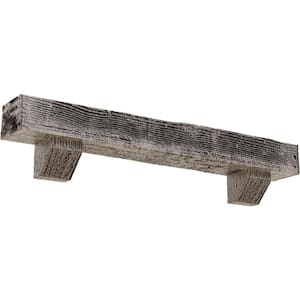 8 in. x 10 in. x 5 ft. Rough Sawn Faux Wood Fireplace Mantel Kit, Ashford Corbels, Burnished Pine