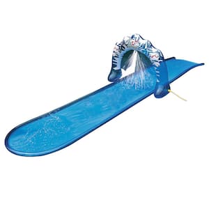 Slip and Slide Icebreaker Water Slide with Racing Raft and Water Sprayer