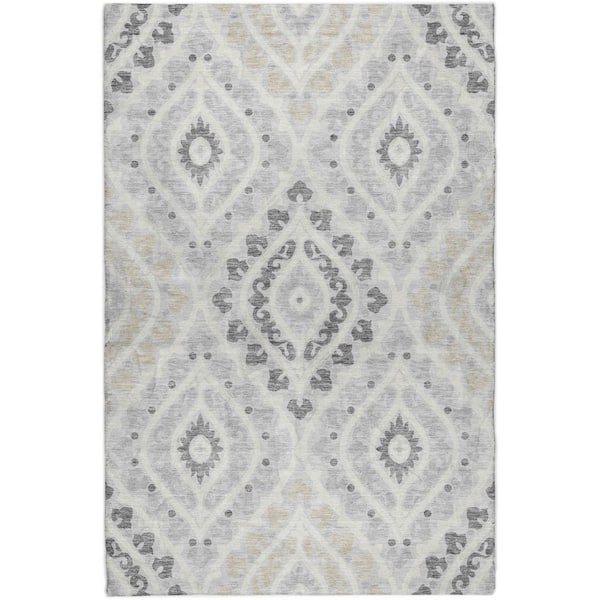 Dream Shag Premium Machine Washable Abstract ADS761 Silver 9 ft. x 12 ft. Area Rug