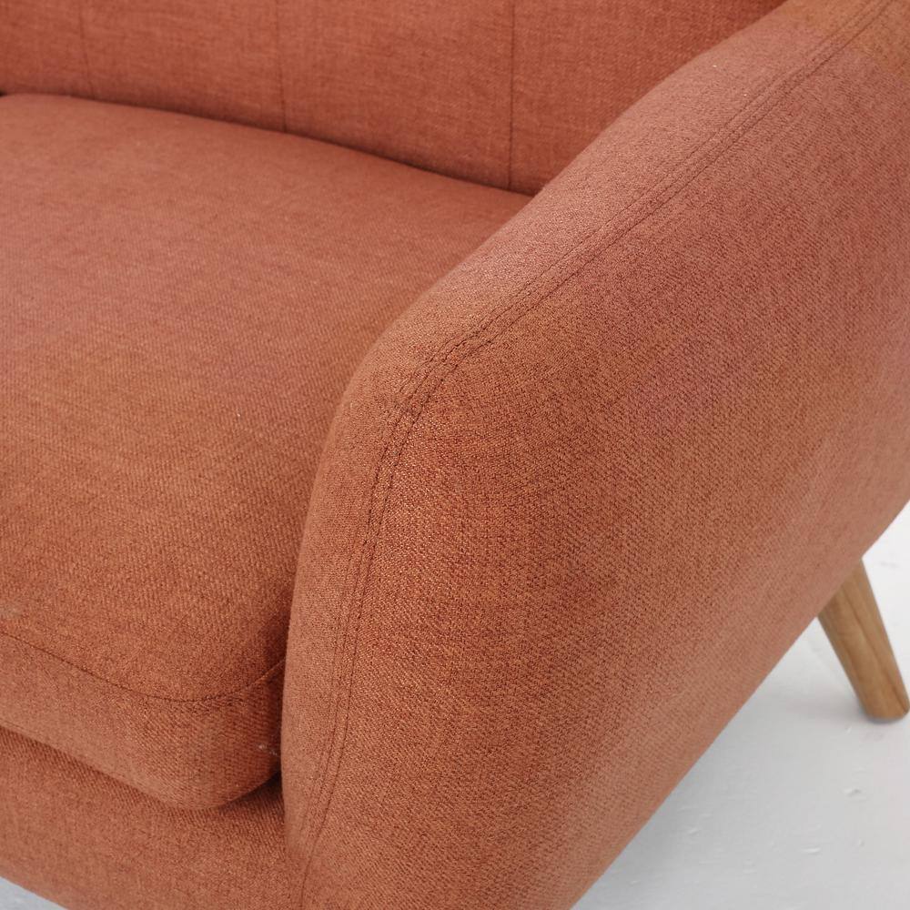 Mid-Century Orange and Brown Tufted Fabric Sofa