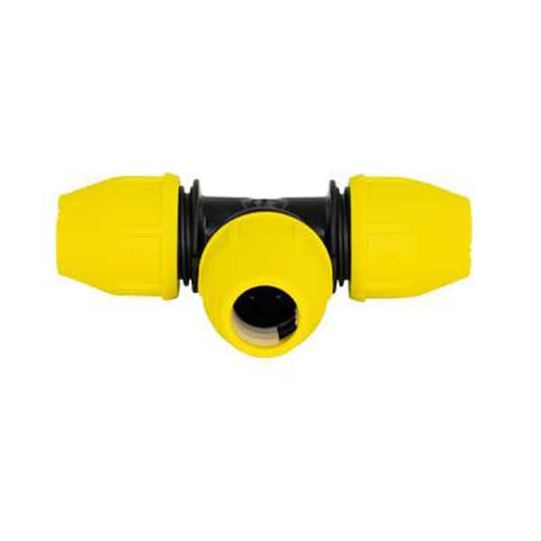 HOME-FLEX 1/2 in. IPS DR 9.3 Underground Yellow Poly Gas Pipe Tee  18-401-005 - The Home Depot