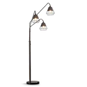 Midtown 84 in. H Dark Bronze Finish 3-Light Dimmable LED Arch Floor Lamp