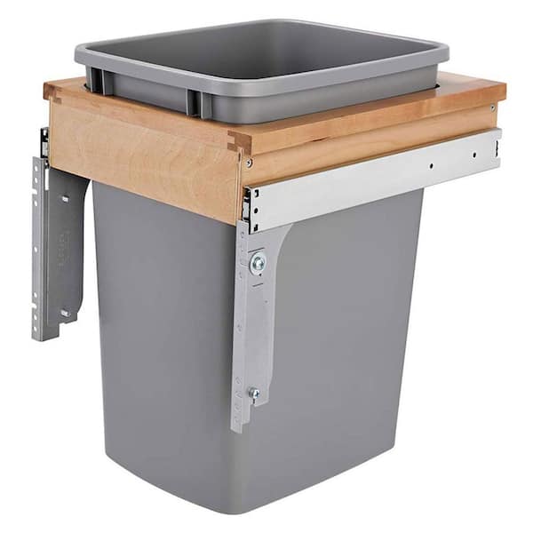 Rev-A-Shelf Gray Pull Out Top Mount Trash Can 35 Quart