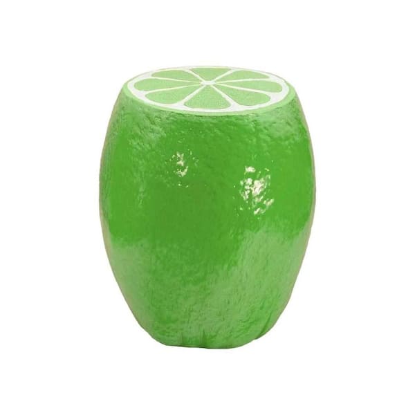12.6 in. Green Resin Lemon Outdoor Side Table
