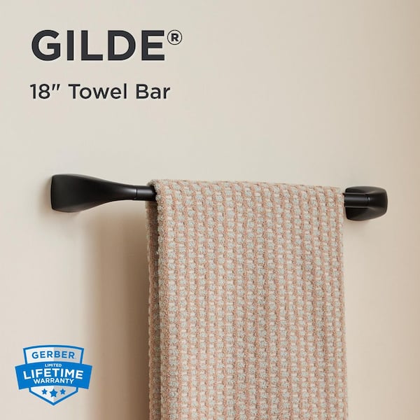 Gilde 18 in. Wall Mounted Towel Bar in Satin Black