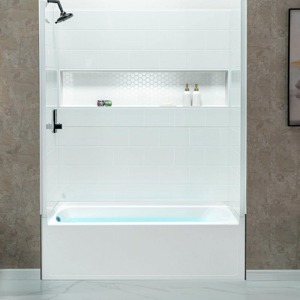 60 in. x 32 in. Soaking Alcove Rectangular Bathtub with Left Drain and Overflow in White price history on PriceWatchPro
