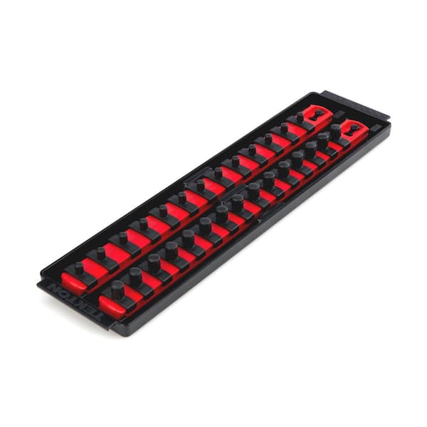 TEKTON 1/4,3/8 in. Drive Socket Rails and 13 in. Tray, Red