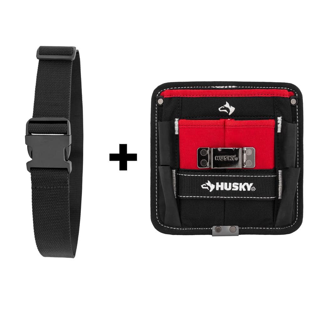 2 in. Quick Release Work Tool Belt with 7 in. 3-Pocket Clip On Tool Belt Po