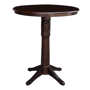 Olivia 36 in. Rich Mocha Round 42 in. H Solid Wood Bar Table